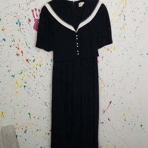 Black dress full length with nice white trim